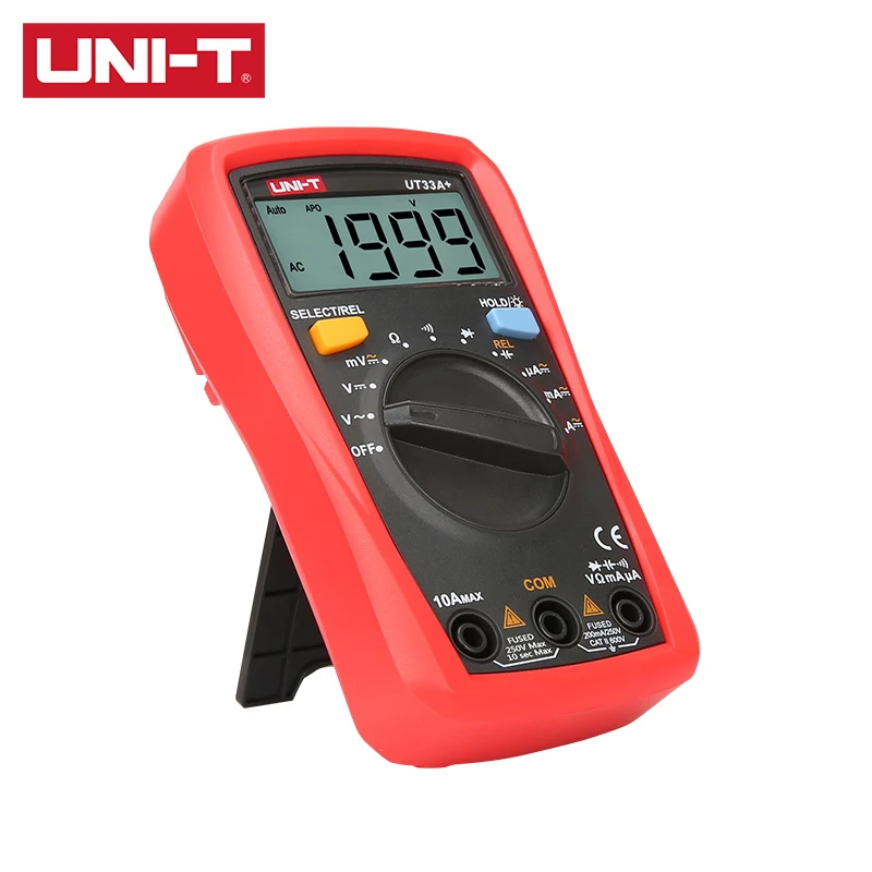 UNI-T UT33A+ UT33B+ UT33C+ UT33D+ Palm Size Multimeter CAT II 600V LCD display test lead hanging groove Ergonomic design