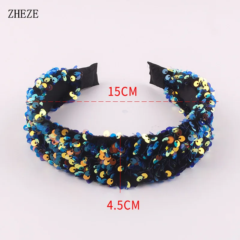 1PC Girls Glitter Reversible Hairband Sequins Fashion Mermaid Head Bands For Women Party Hair Accessories