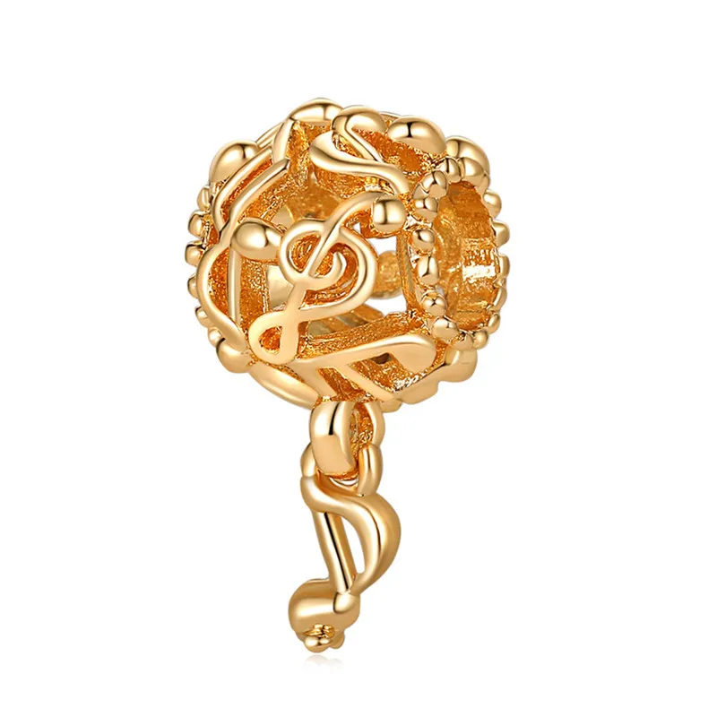 Golden Color Zircon Sparkling Gold Charm Fit  Silver bracelet charms DIY Women Jewelry