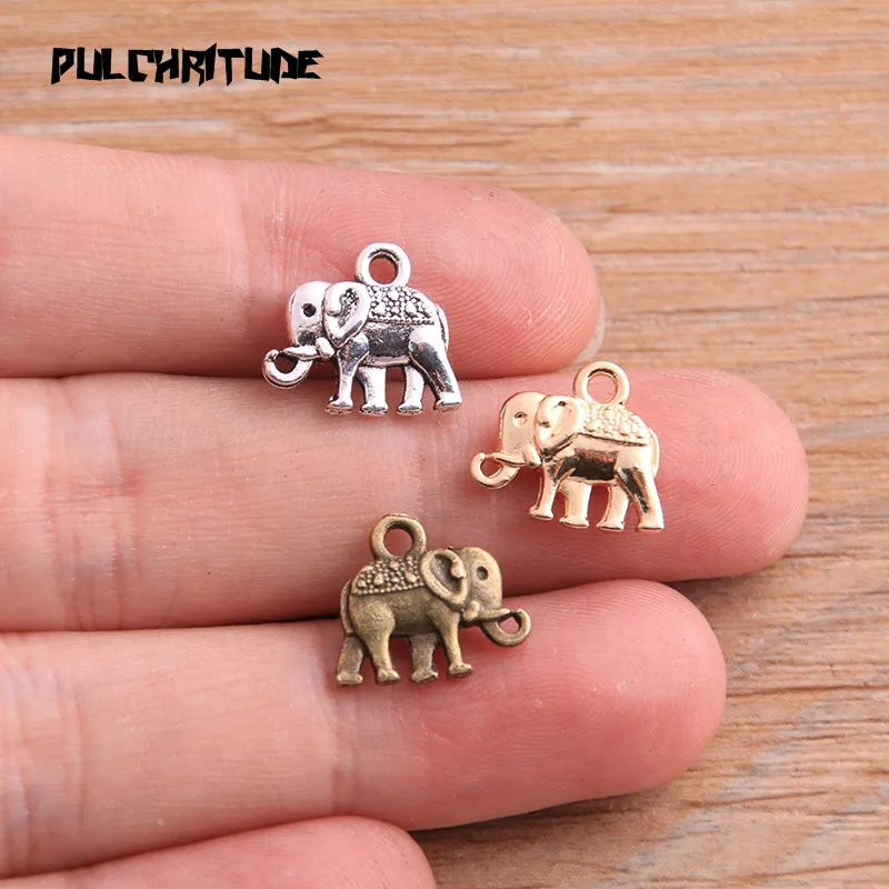 20pcs 12*13mm Three Color Metal Zinc Alloy Small Elephant Charms Fit Jewelry Animal Pendant Charms Makings