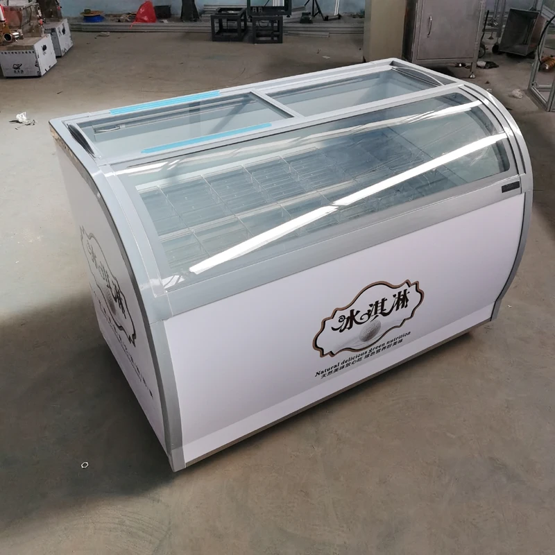 Stainless Steel Ice Cream Showcase 4 Round barrels Or 6 Square Barrels Ice Cream Display Cabinet Popsicle Ice Porridge Freezer