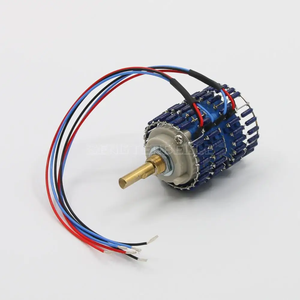 1pcs HIFI 24 Steps Stereo Attenuator Potentiometer 10K 25K 50K 100K 250K blue dale resistance audio pot