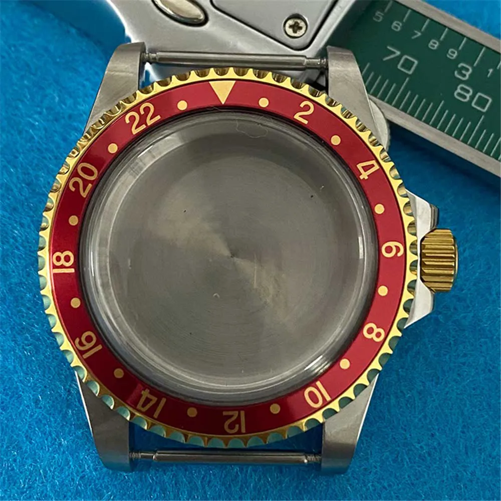 Caja de reloj Retro, carcasa inferior de acero inoxidable de 39,5 MM, bisel GMT para movimiento mecánico de reloj NH35 NH36