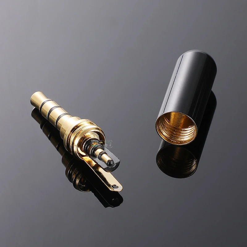 3.5mm tomada de áudio jack 3 4 pólo estéreo banhado a ouro adaptador fone ouvido para diy estéreo fone reparo com microfone contatos