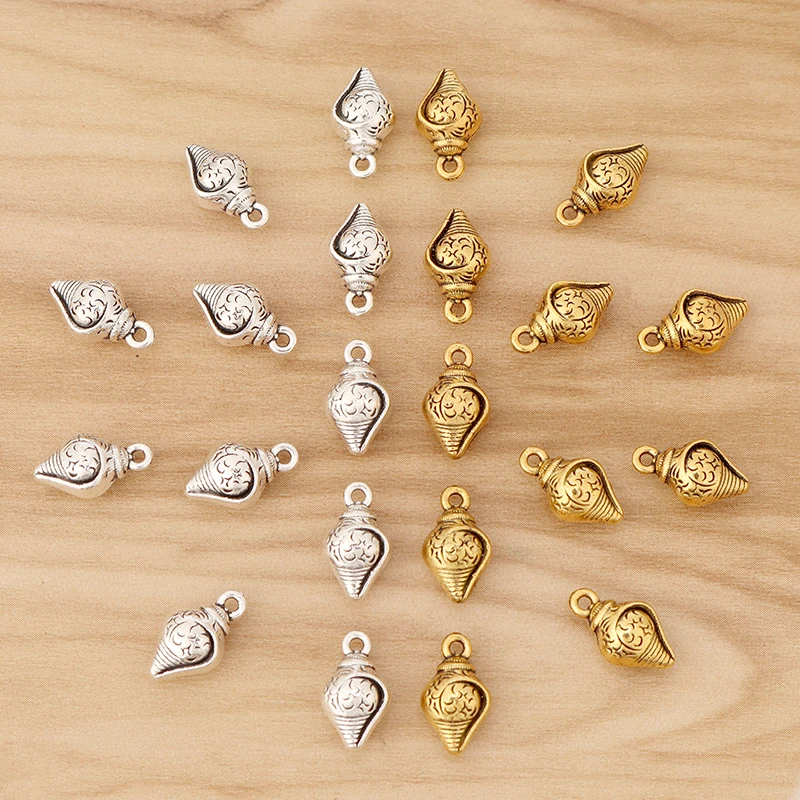 

30 Pieces Tibetan Silver/Gold 3D Sea Snail Beads Charms Pendants for DIY Bracelet Necklace Jewellery Making Accessories