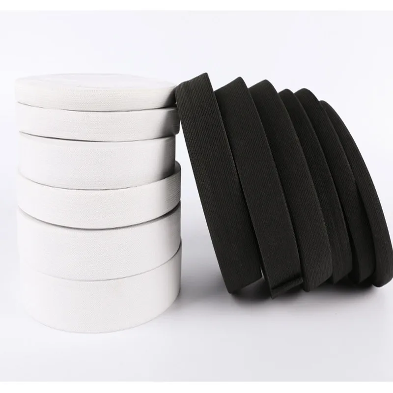 1 Roll of Black and White Elastic Band 40m Flat Nylon Rubber Band for Household Clothing Accessories Sewing Supplies 15-40mm