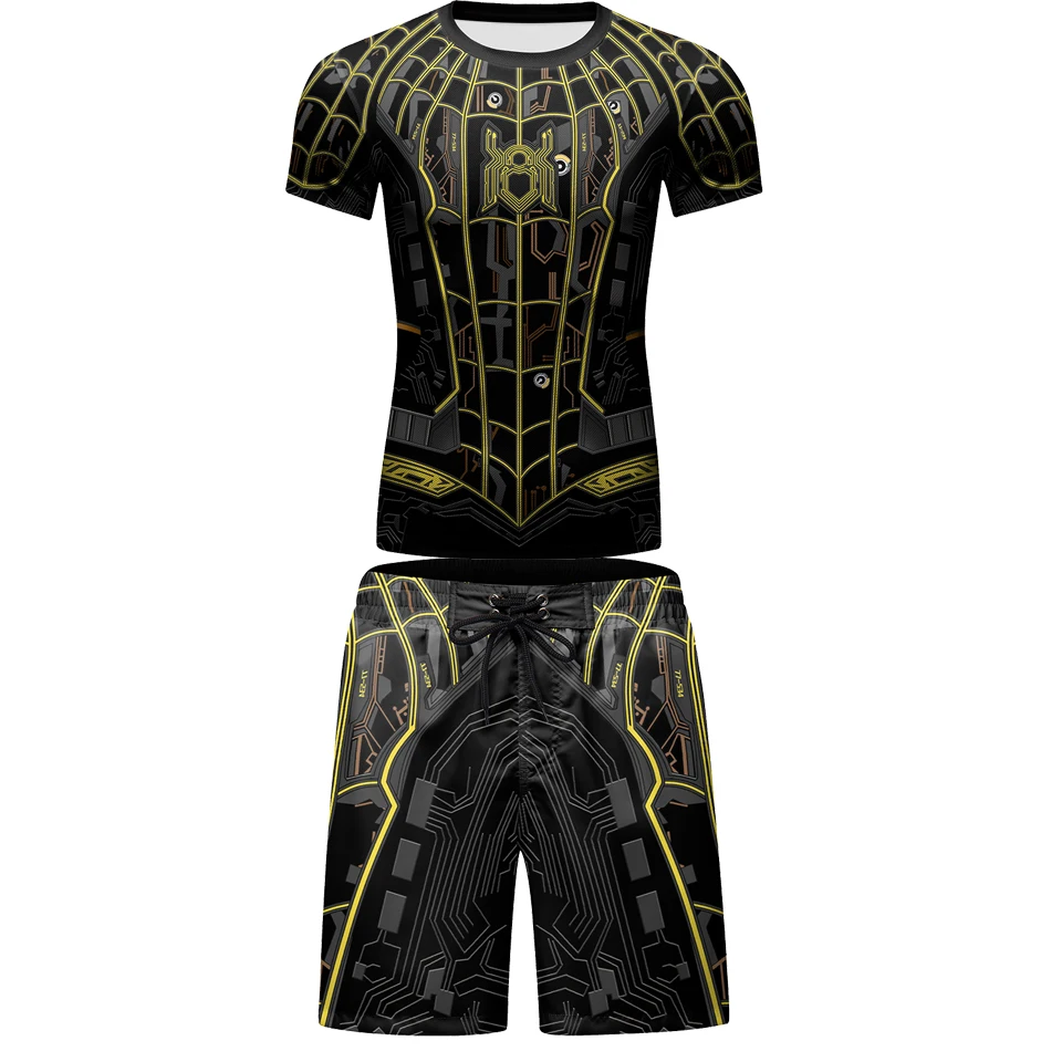 MMA Rash Guard T-shirts Men\'s Sets Boxing Trained Clothes Suit Bjj Gi Rashguard Muay Thai MMA Shorts Workout Jogging Sportswear