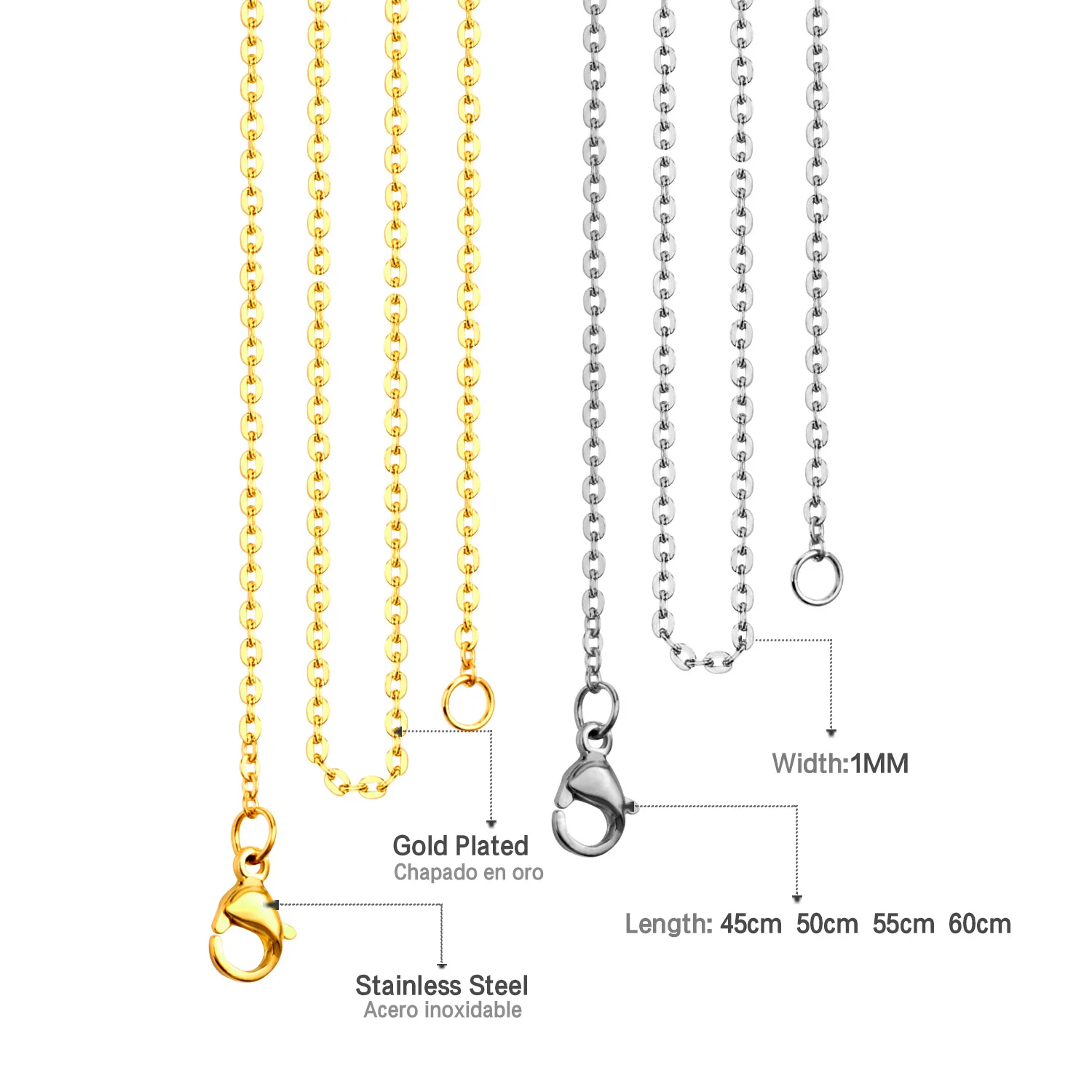 ASONSTEEL 10pcs/Lot Cuban Rolo Link Chains Necklace Bulk Sale Items Wholesale Products Choker Stainless Steel Jewelry Making DIY