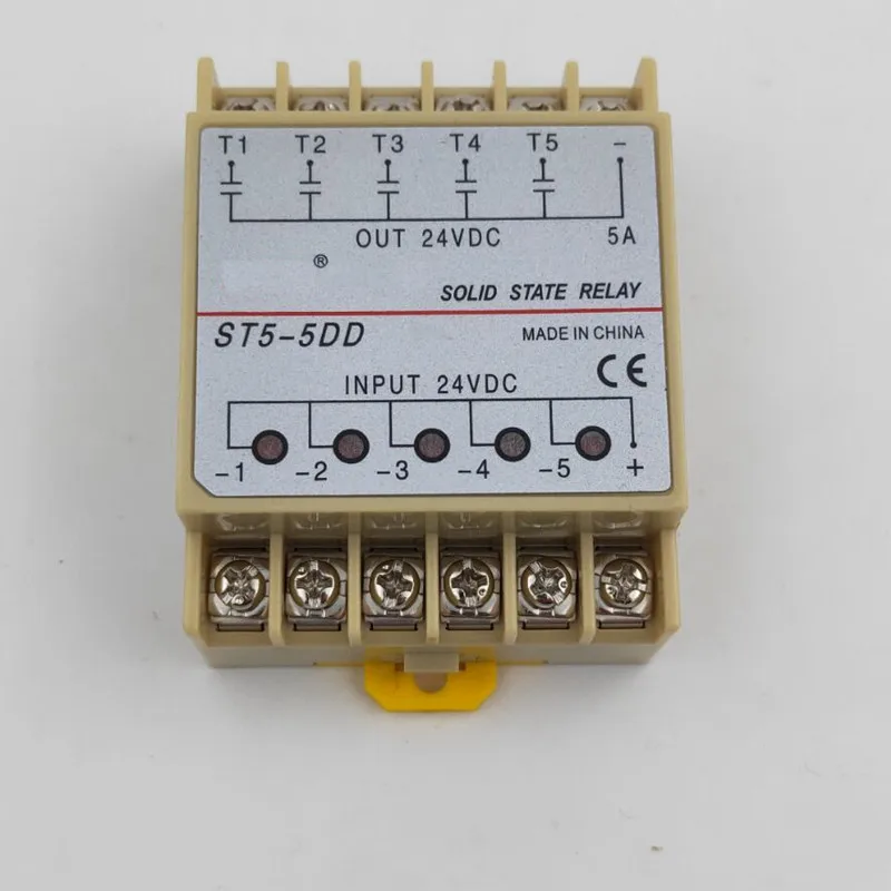 ST5-5DD 5 Groups Din Rail SSR Quintuplicate Five Input  Output 24VDC Single Phase DC Solid State Relay