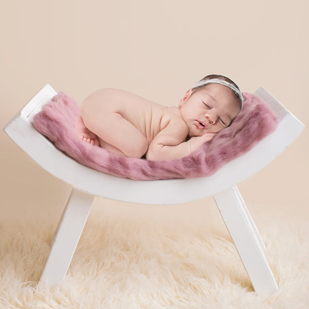 Photo Shoot Accessories 50x40CM 100% Wool Fluffy Blanket Basket Woolen Filler Stuffing Baby Cushion for Newborn Photography Prop