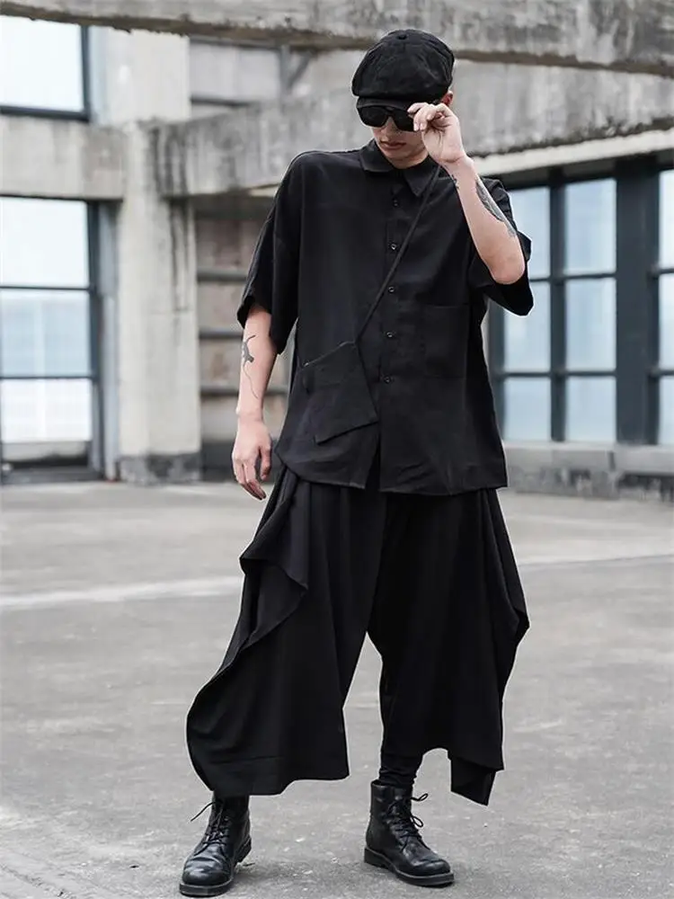 

Men's Culottes Spring And Autumn Classic Dark Casual Day Dark Loose, Large Size Seven Wide Leg Pants