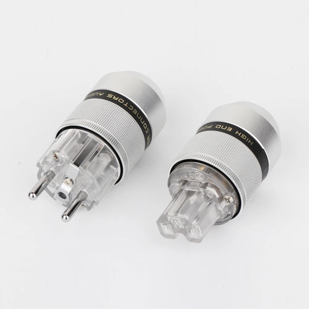 Preffair P083ETR جودة عالية الألومنيوم الروديوم مطلي Schuko قابس طاقة ذكر موصل + IEC أنثى التوصيل #4