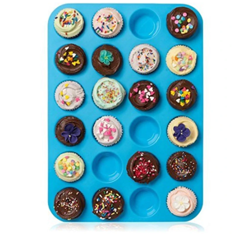 

Cavity Muffin Cake Mold Silicone 24 Soap Cookies Cupcake Bakeware Pan Tray Mould 3d Non-stick Jelly Mold