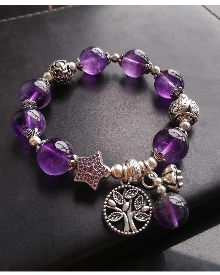 

Original handmade new natural amethyst noble high-end temperament bracelet female 925 sterling silver jewelry