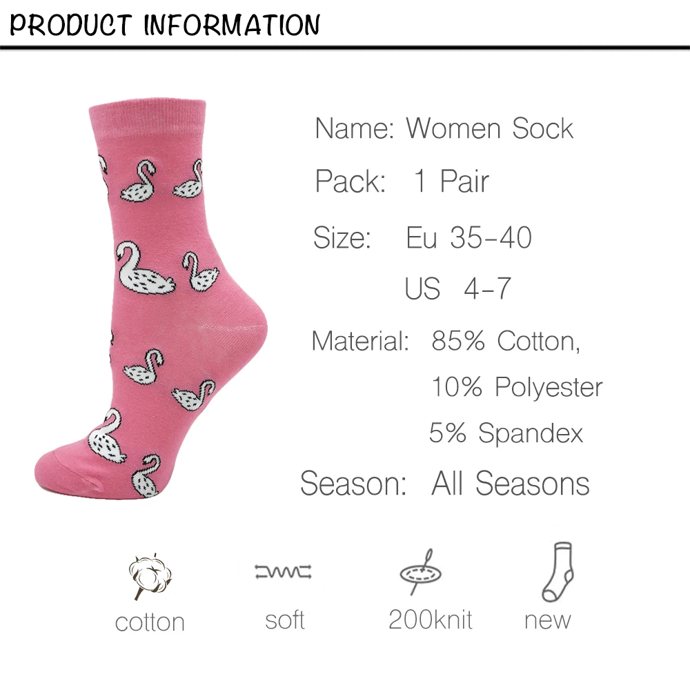 VPM Colorful Cotton Women\'s Socks Harajuku Kawaii Novelty Cute Cartoon Funny Icecream Cat Rainbow Unicorn Skull Dino Sock Gifts