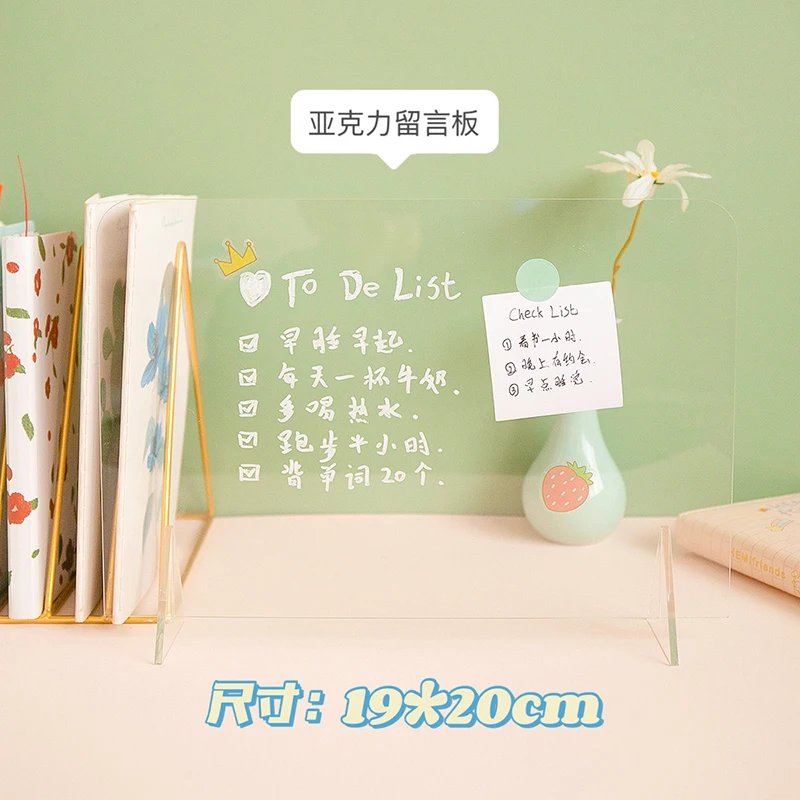 Transparent Acryli Message Board Students with Notepad Portable Mini Student Graffiti Writing Board