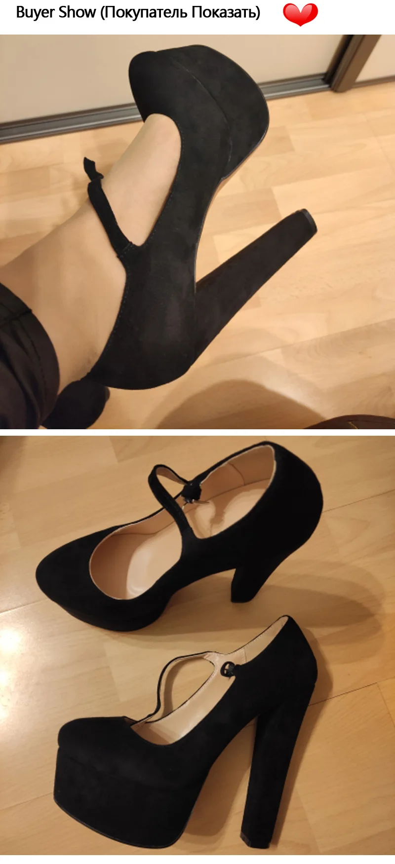 Onlymaker Women Mary Jane Platform Pumps Ankle Strap Thick Round Heel High Heels Dress Buckle Large Size Brand Shoes