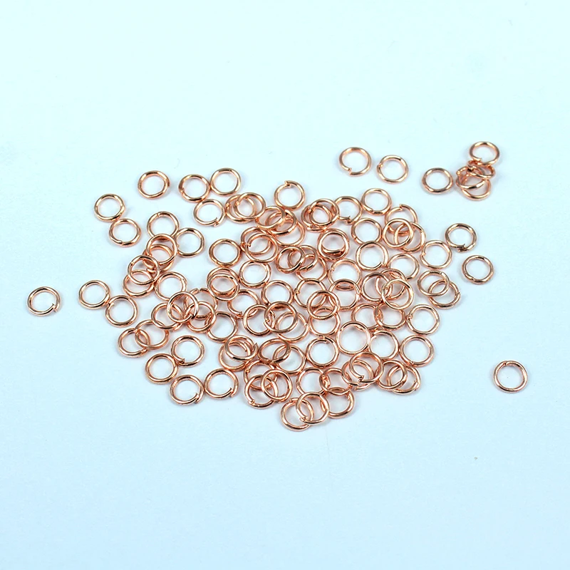 (T13893)4mm 5mm 6mm 7mm 8mm 10mm Rose gold color Round Iron Jump Rings Single Loop Diy Findings wholesale