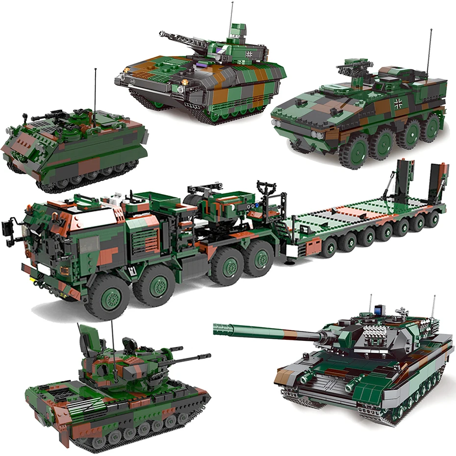 New Xingbao Military Weapon Series Armored Fighting Vehicle Tank Carrier Tractor Truck Anticraft Building Blocks Bricks WW2 Toys