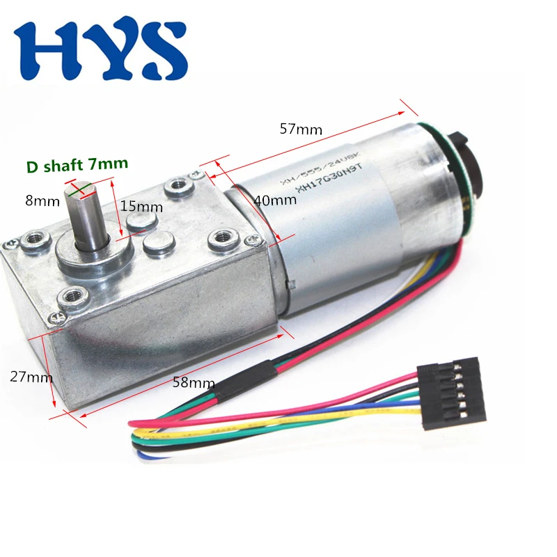 

5840-555 DC Gear Motor Encoder Signal Feedback 12V 24V High Torque 60KG.CM Low Speed 12rpm To 470rpm Reverse PWM Controller