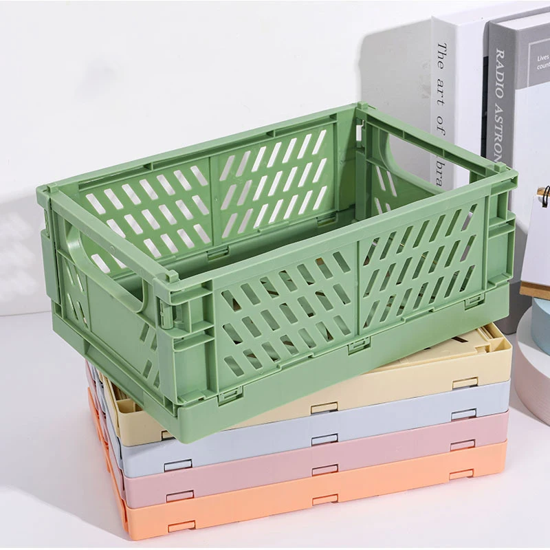 Desktop foldable storage box student stationery shelf sundries cosmetics storage basket can be stacked small basket