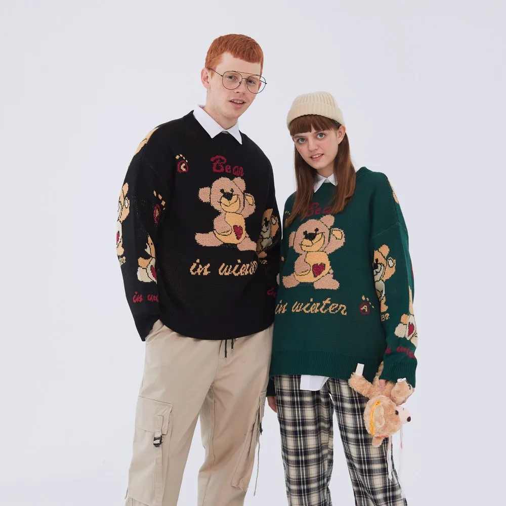 Kawaii Cartoon Cute Clothes Japanese Streetwear Knitted Retro Sweater Harajuku Men Clothing Pull Homme Tops Nice Pullover Sweter