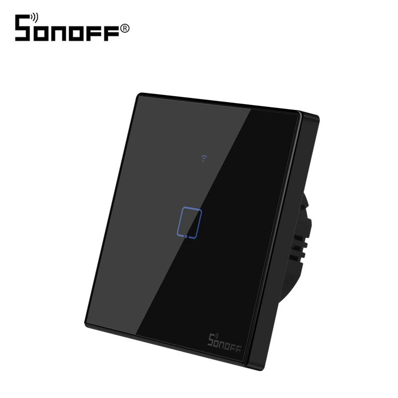 

Настенный светильник SONOFF T3 Smart, Wi-Fi, переключатель для США, ЕС, Великобритании, черный с границей, 1 набор, 433 RF/APP/сенсорное управление, работает с Google Home