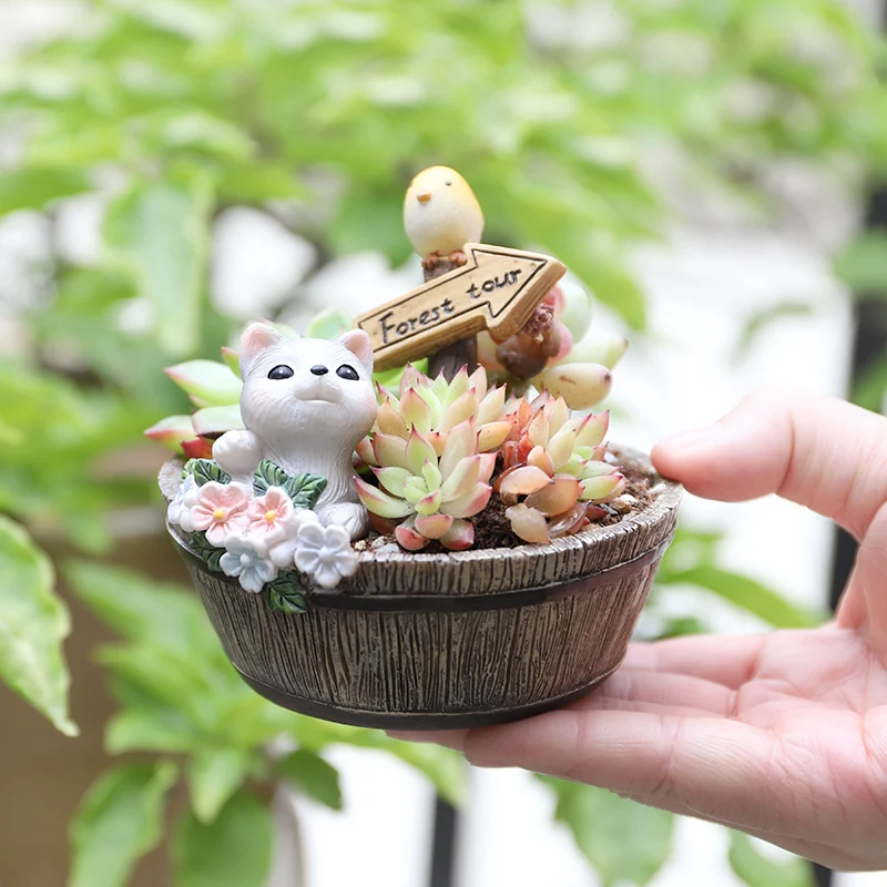 Bunny Flower Pot for Succulents Plants, Mini Animal Planter Decorative Garden Pots Landscape Desktop Ornament Decoration