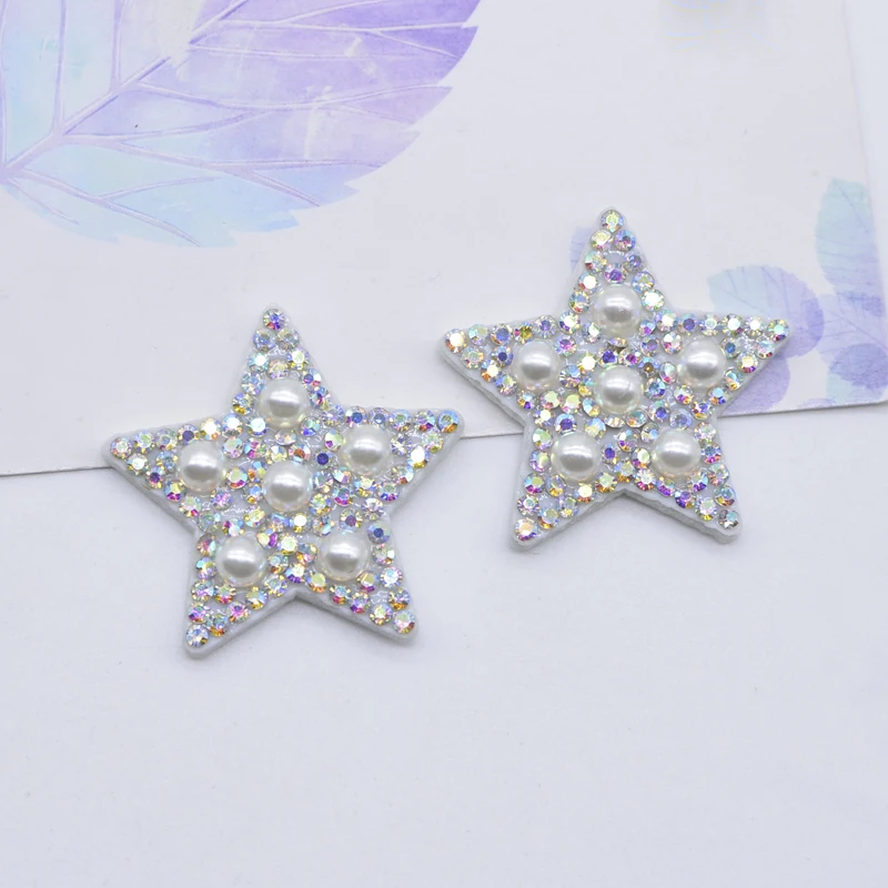 10 Pz/lotto 35mm Bing Star Perla Toppe E Stemmi Party Home Decor Fascia Per Capelli Materiale Strass Toppe E Stemmi Cucito FAI DA TE Artigianato