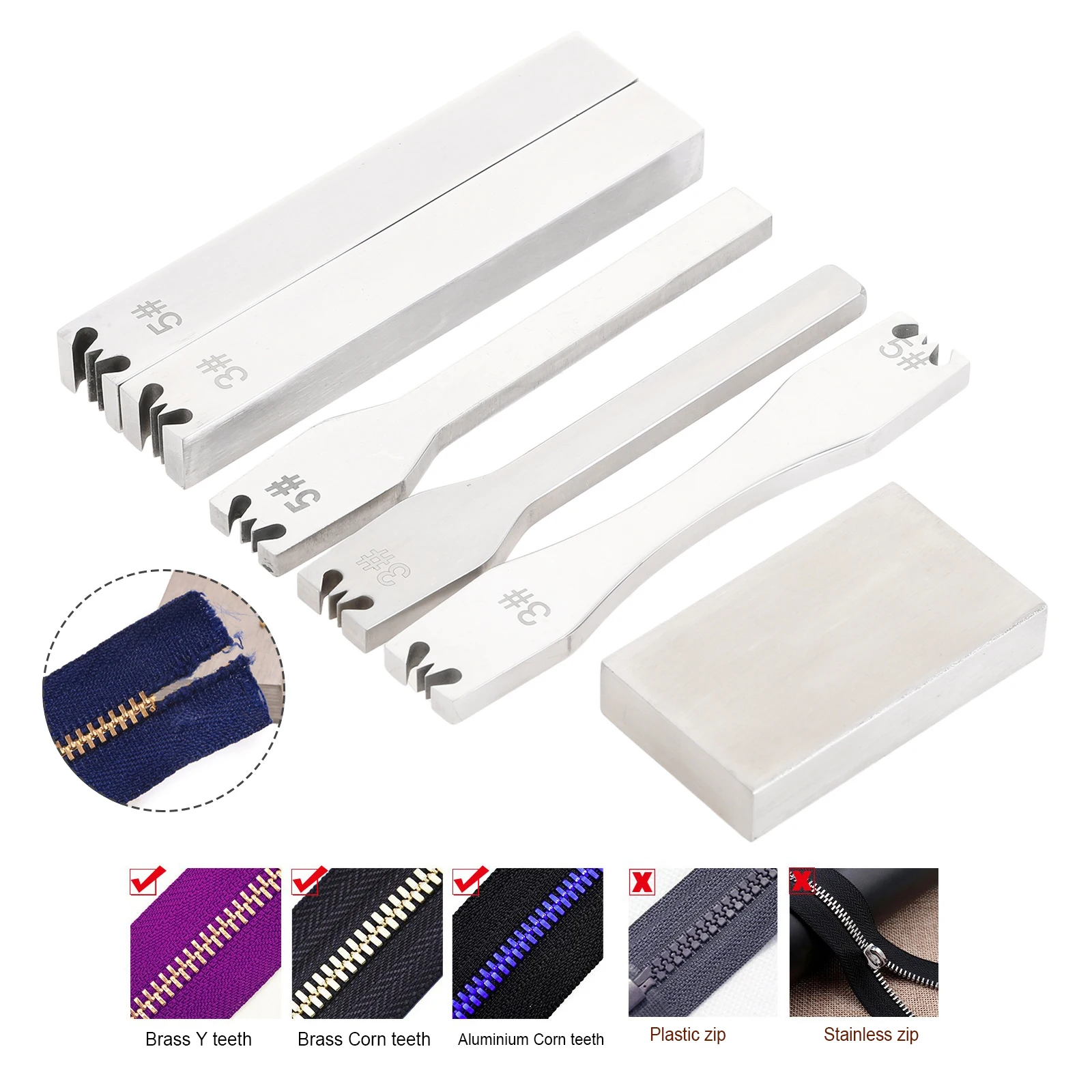 1Pc Rits Tanden Verwijder Tool 3 #5 # Thicken Rvs Code Laden Zip Tang Raken Boord Lederen craft Diy Kleding Tas