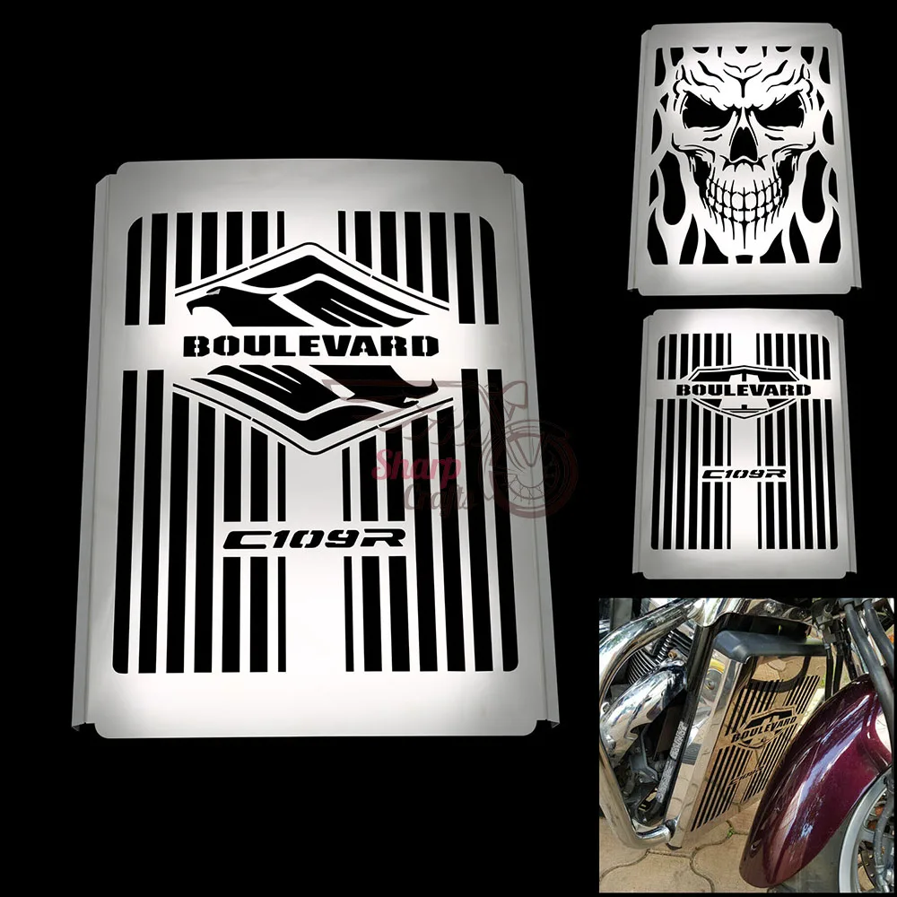 Motorcycle Radiator Caps Grill Guard Skull Protector Water Tank Cooler Cover For Suzuki Boulevard C109R C109 R Intruder VLR 1800