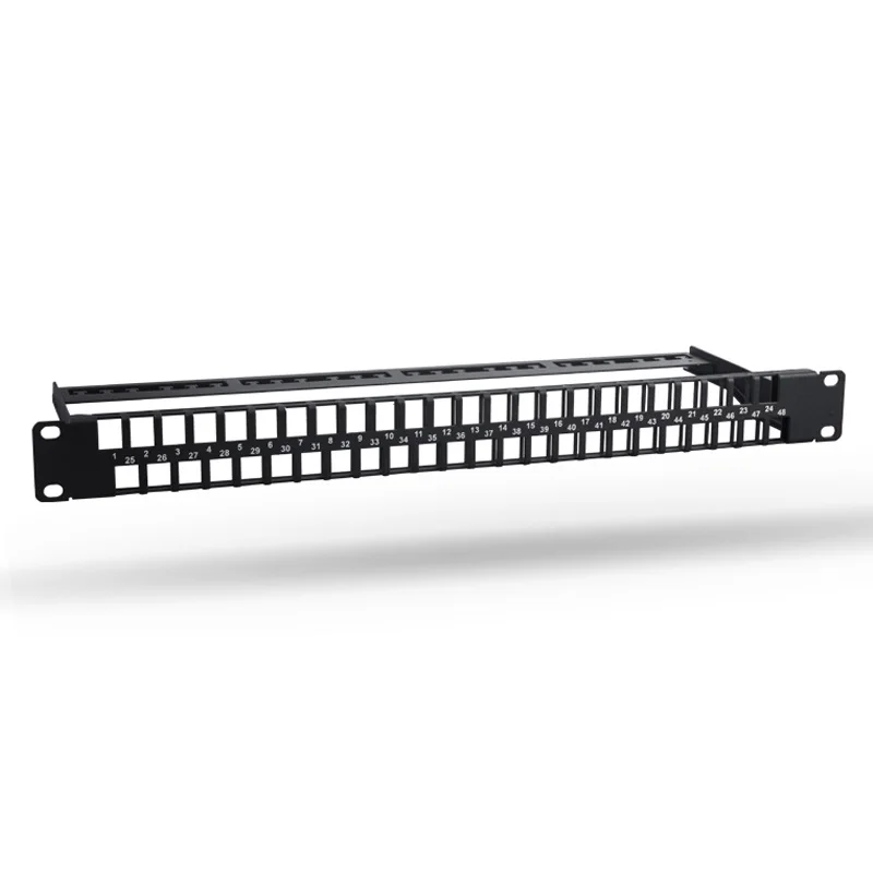 19 Inch 1U 48 Ports Blank Patch Panel Modular Type For Keystone Jacks