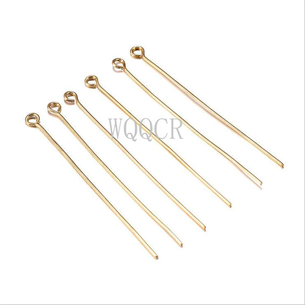 100pcs 18K gold 13size 12-70mm Eye Head Pin Needles Beads Supplies for Jewelry Making Accessories Earring Findings Diy