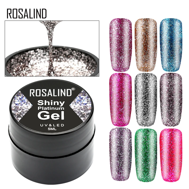 ROSALIND 5ml Gel per unghie Shiny Platinum Gel Nails Art per Gel per Manicure vernici ibride semipermanenti Glitter Gel Painting Design