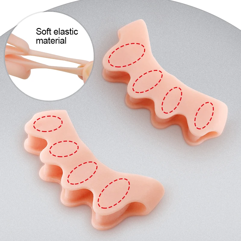 2pcs 5holes Silicone Gel Toe Separator Hallux Valgus Orthopedic Protector Thumb Corrector Spacers Bunion Relief Foot Care Tools