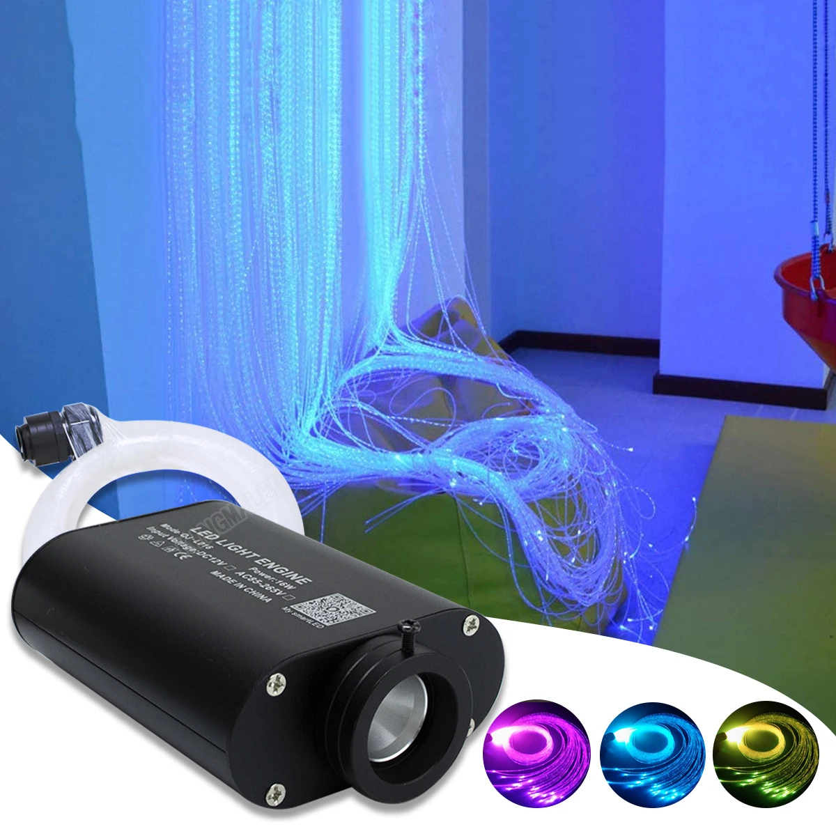 kit de cortina de luz de fibra optica rgbw 16w 300 pecas mm 2m brilho lateral brilhante para ponto de luz cascata iluminacao infantil luz sensorial 01