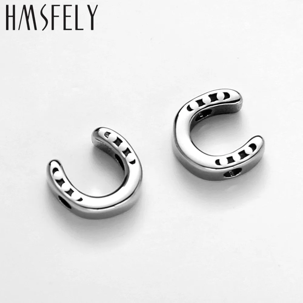 HMSFELY 316L Stainless Steel Horseshoe Beads Accessories For DIY Beaded Bracelet Making Findings 2mm Small Hole U Shape Bead