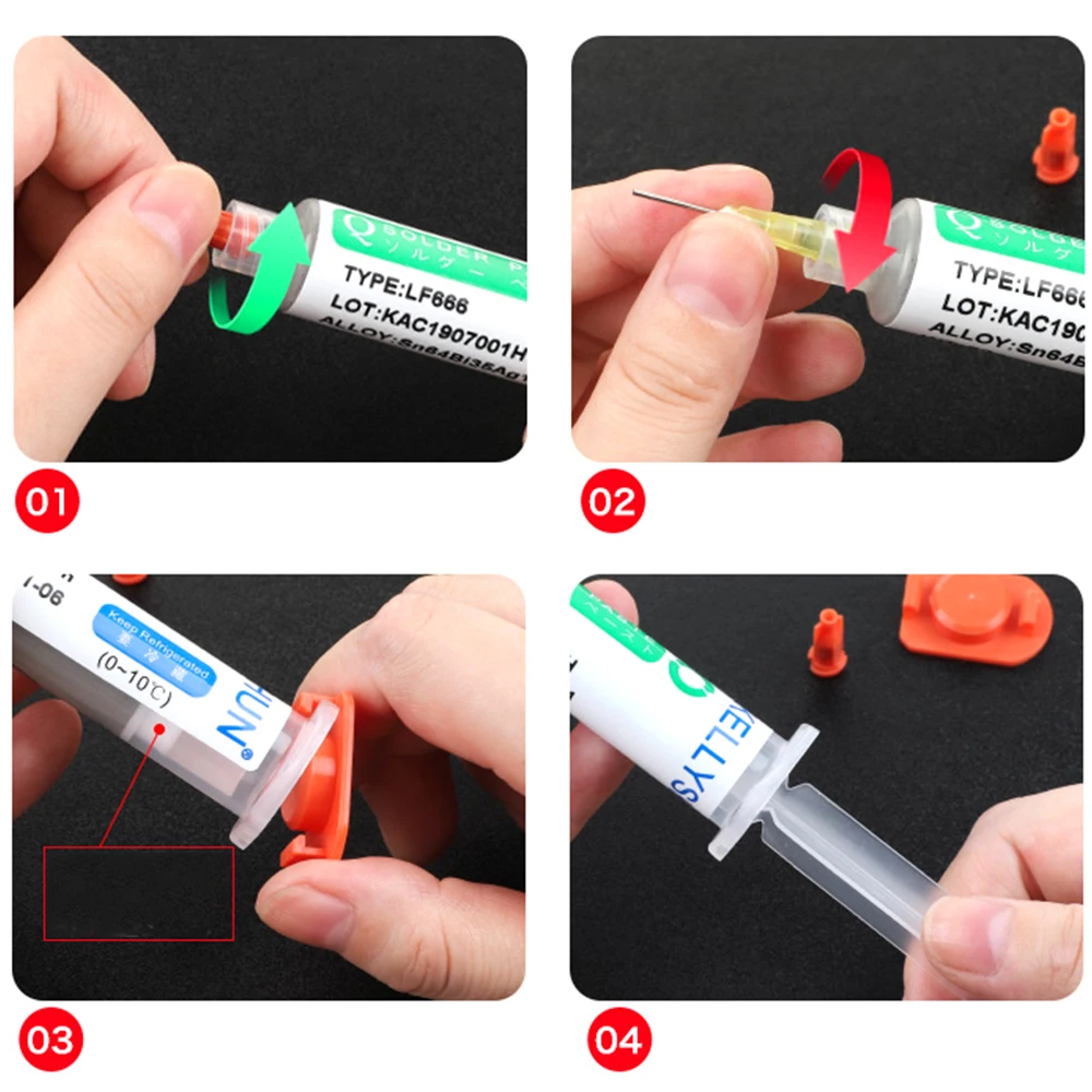 No-Clean Solder Paste Welding Advanced Oil Flux Grease PCB IC Parts Welding RMA-223 10cc Soldering Repair Soldering Paste images - 6