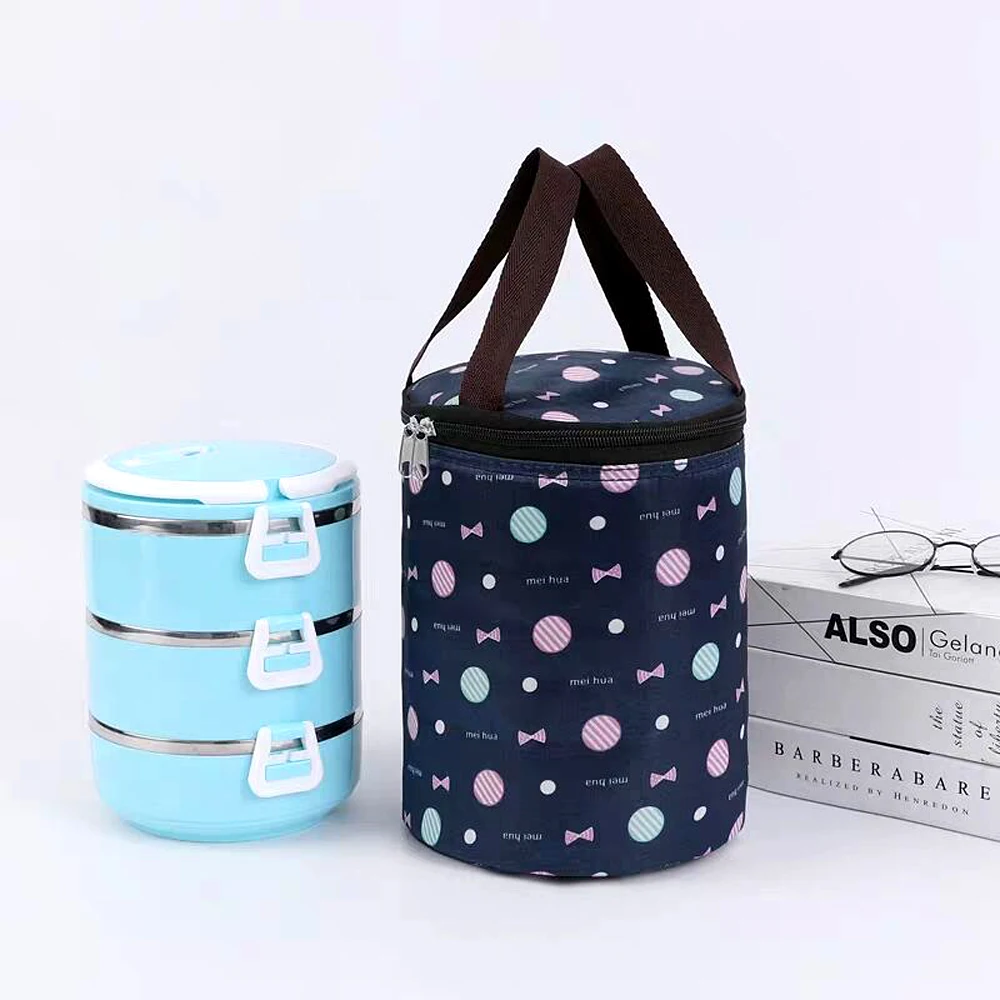 New Cylindrical Lunch Bag Thermal Insulation Barrel Pouch Portable Lunchbox Bag Waterproof Food Preservation Ice Bag Cooler Bags