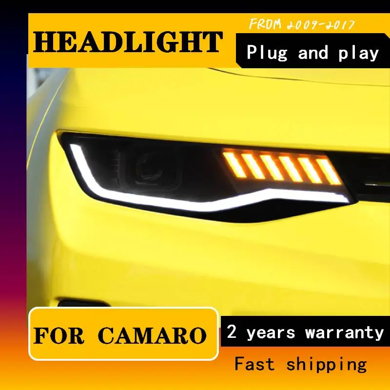 

Car Styling for Chevrolet Camaro LED headlights for Camaro 2009 2010-2017 DRL H7 HID Bi-Xenon Lens Angel Eye Low Beam