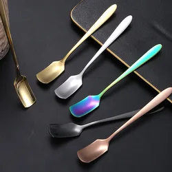 13*1.6cm Stainless Steel Square Head Spoon Creative Tableware Tea Coffee Ice Cream Shovel Spoons Teaspoons Kitchen Accessories