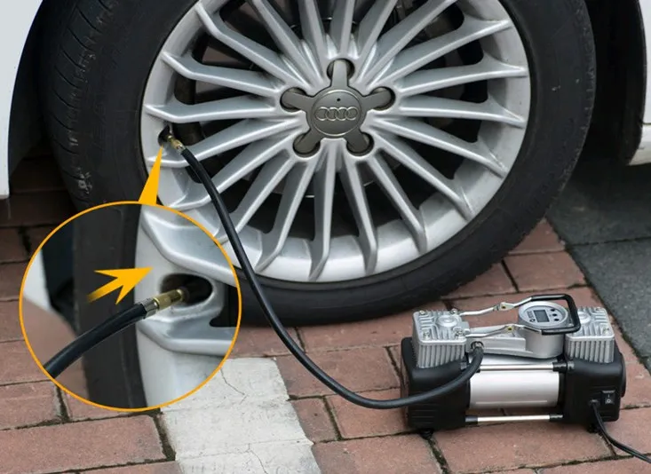 Kit di gonfiaggio pneumatici per auto compressore d'aria pompa di pressione 12V gonfiatore per pneumatici a doppio cilindro a doppio pistone veloce per impieghi gravosi