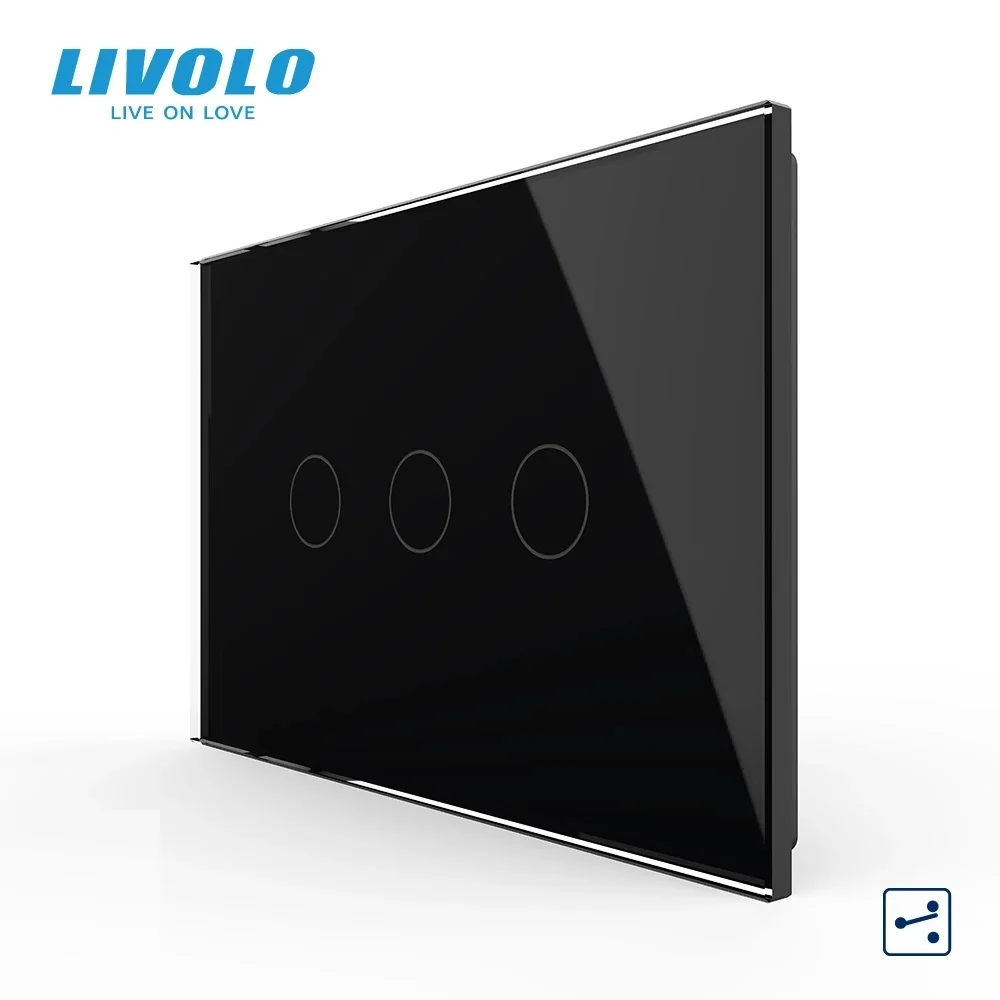 Original Livolo US/AU Standard Wall Switch, VL-C903S-11, White Crystal Glass Panel,3 Gang 2 Way Touch Control Light Switch