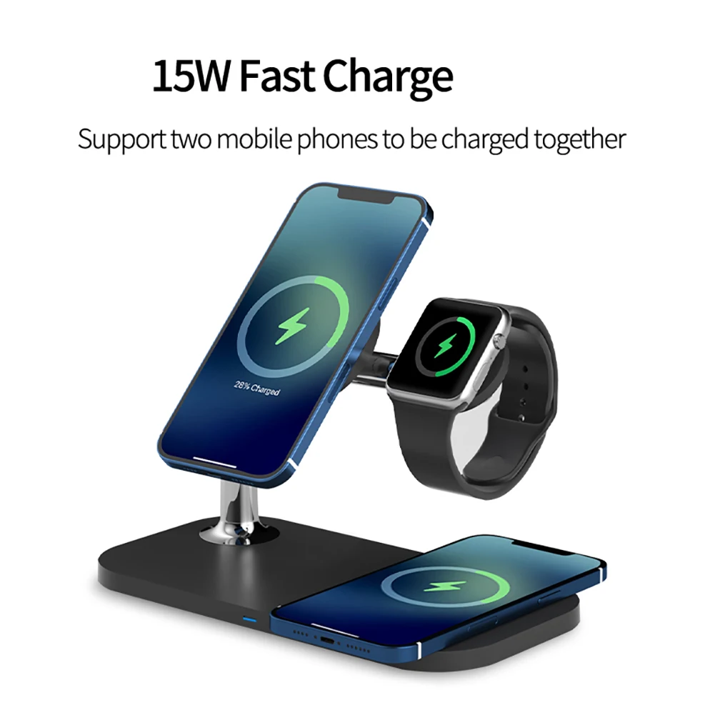 Magnetics Wireless Charger Stand For Apple Watch AirPods Pro 3 iPhone 12 13 Pro Max 13 Mini Fast Wireless Charging Station