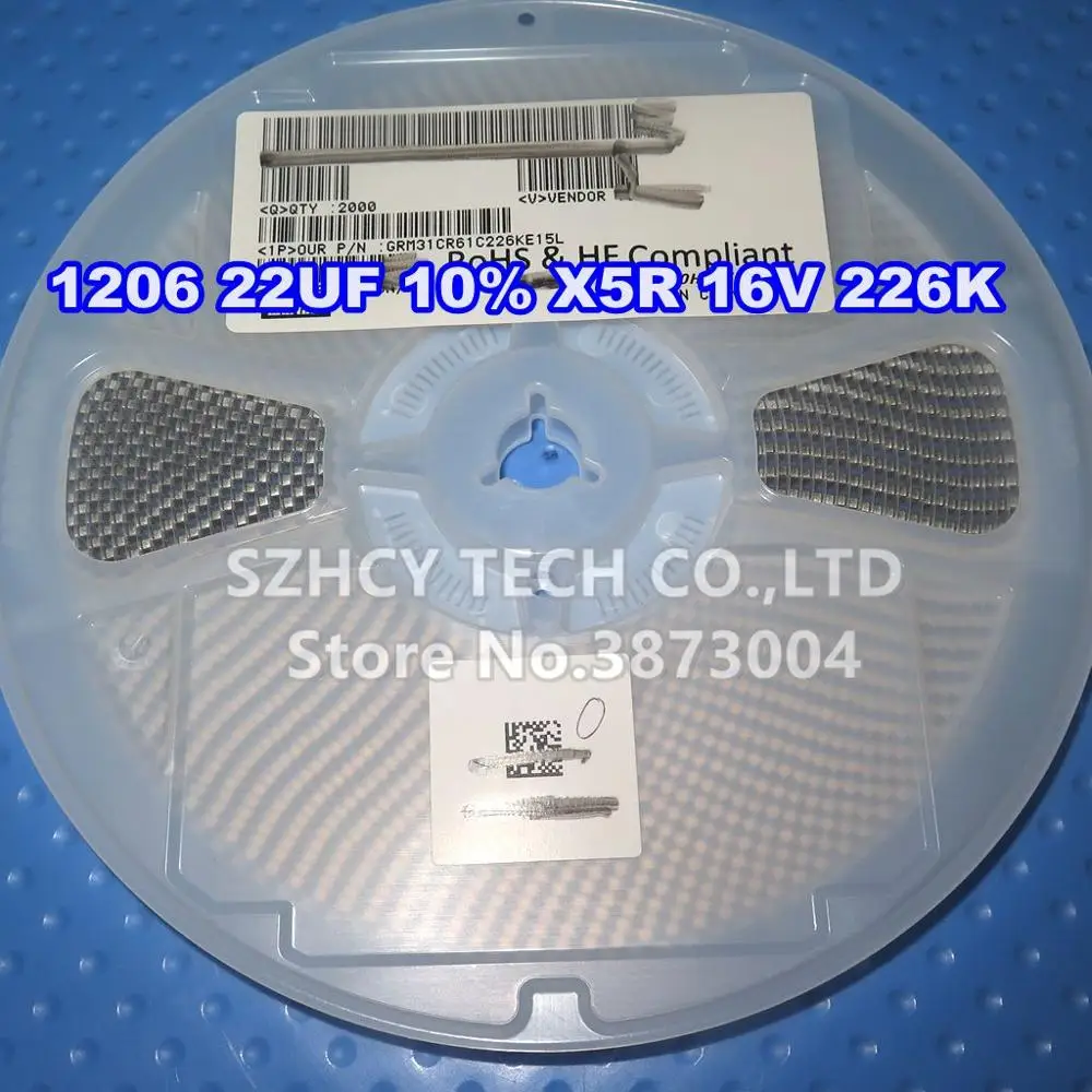 2000Pcs 1206 22UF 10% X5R 16V 1206 226K GRM31CR61C226K New and origianl