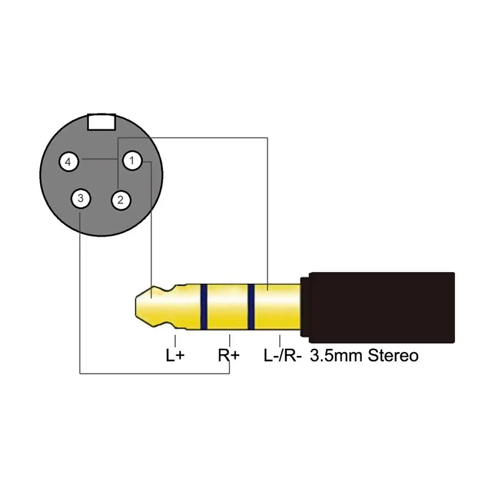 3.5mm to 4-pin XLR Female Balanced Headphone Audio Headphone Adapter Cable 20CM