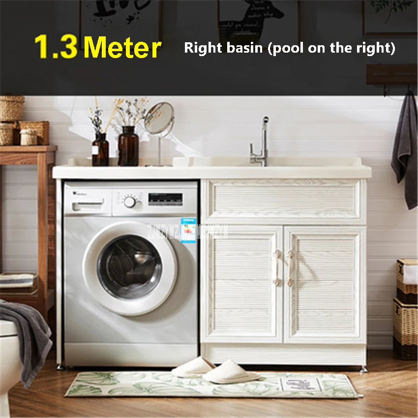 AQ-DW 1.3M Space Aluminum Bathroom Cabinet High-quality Balcony Storage Cabinet Washing Machine Laundry Pool Combination Cabinet