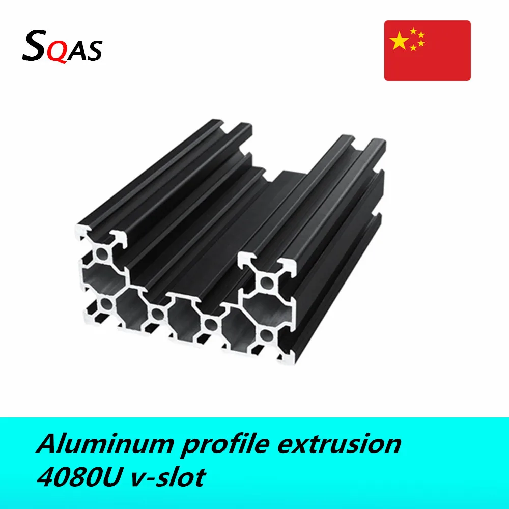 Free shipping via UPS/Fedex/TNT/DHL Aluminum profile extrusion 4080U v-slot black  European Standard 40mmx80mm for CNC