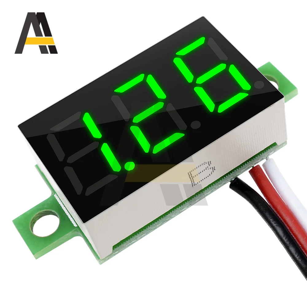 0.36นิ้วโวลต์มิเตอร์ DC 0-30V 3สายไฟ LED รถยนต์เครื่องวัดแรงดันไฟฟ้าโวลต์มิเตอร์แผง3หลักแรงดันไฟฟ้าปัจจุบัน