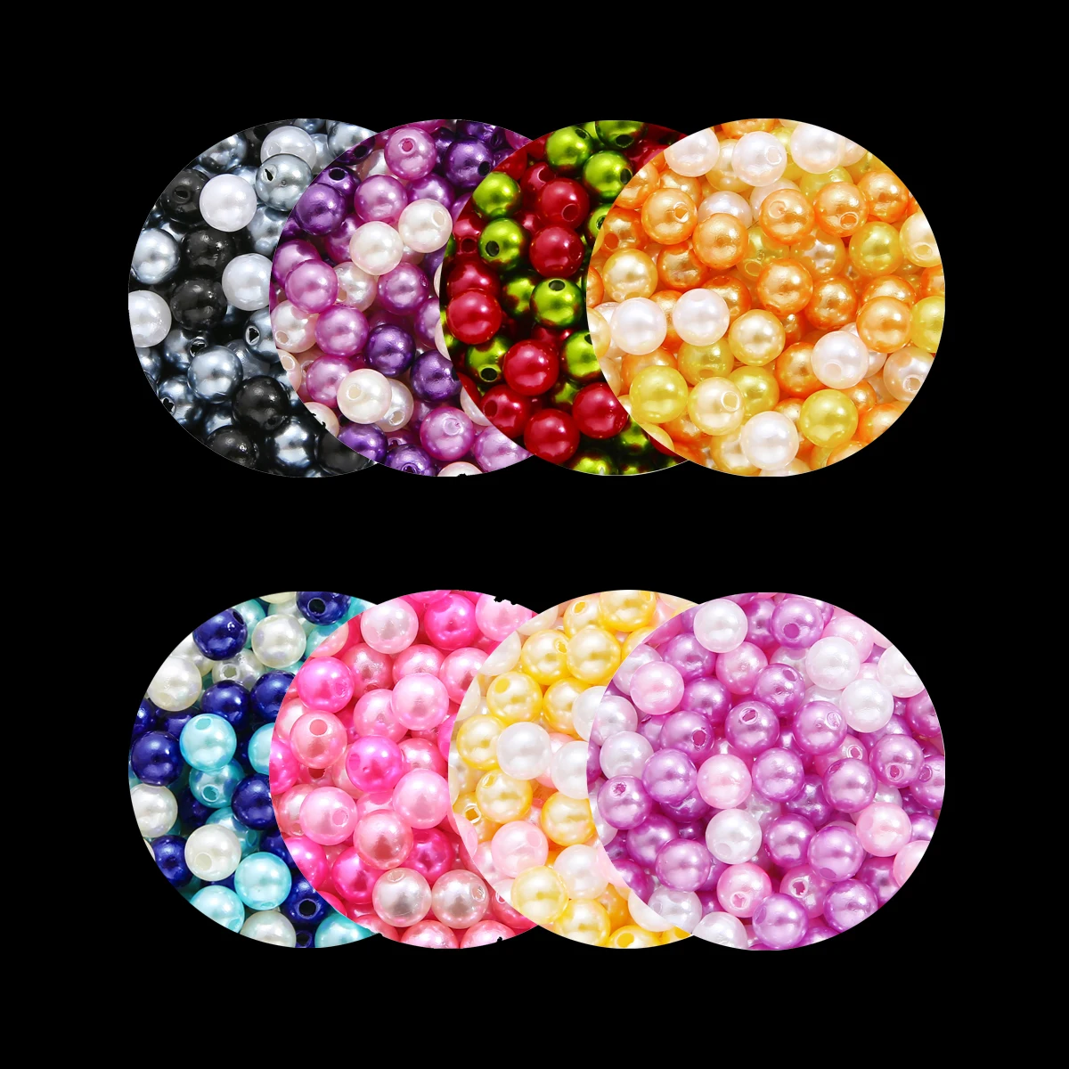 100Pcs/Pack 8mm Beads With Hole a Mix of Three Colors ABS Pearls Round Acrylic Imitation Pearl DIY For Jewelry Making Craft